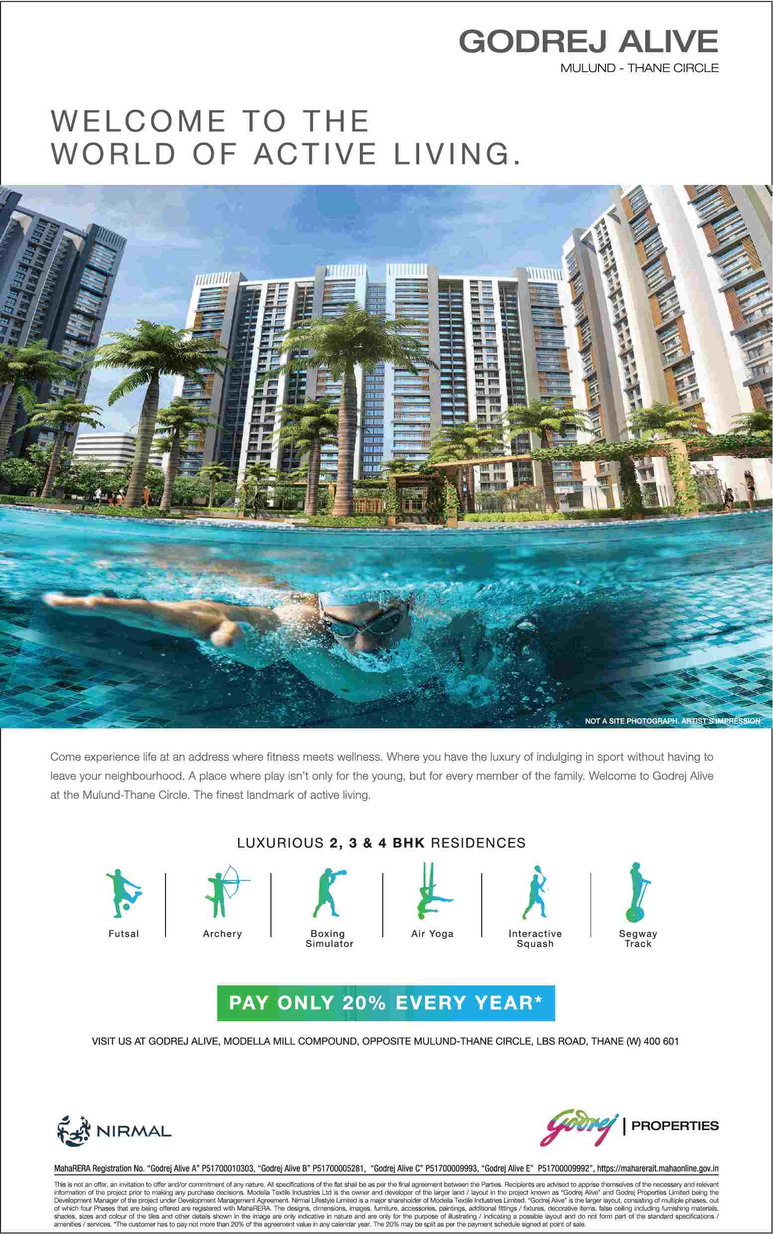 Book home & pay only 20% every year at Godrej Alive in Mumbai
